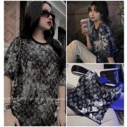SIÊU HOT] Áo Thun Tay Lỡ Unisex - Áo Phông Loang Form Rộng L.V Màu Xám Khói Độc Lạ Hot Trend